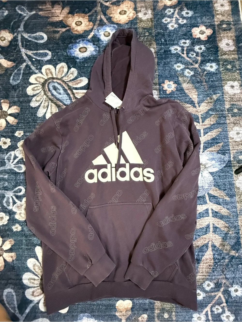 adidas Men's Zip-Up Hoodie in Deep Purple with White Logo